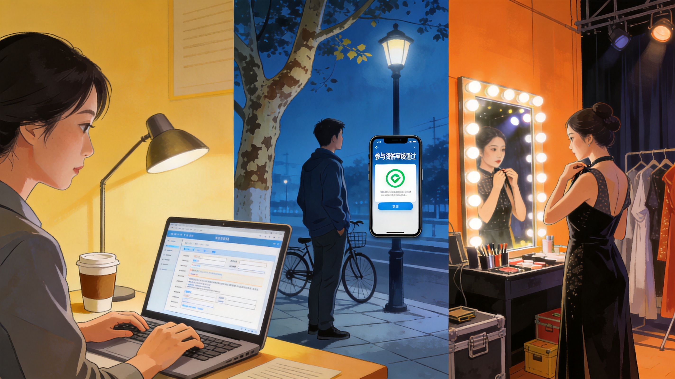 NG大舞台参与流程示意图，展示从报名到登台的完整参与路径